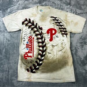 Liquid Blue Philadelphia Phillies Tie Dye T-Shirt Size Medium Tan Large Graphic